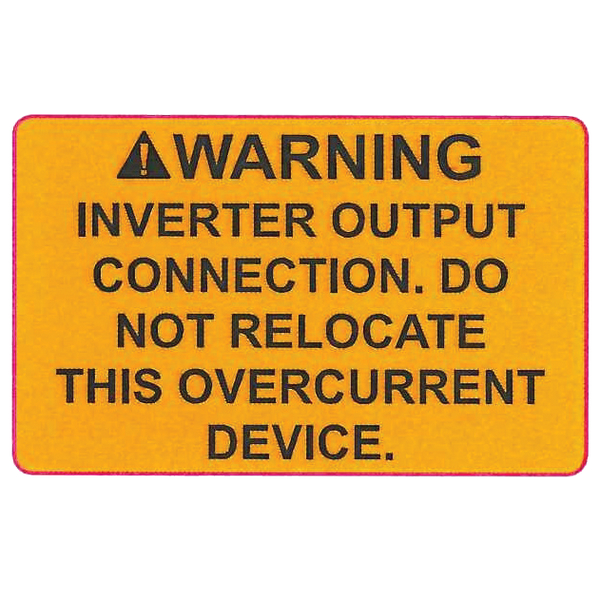 Product image for TYN 596-00846 WARNING INVERTER 50/R