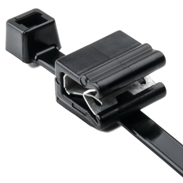 Mayer-DDS-2-Piece Cable Tie & Edge Clip, 8.0" Long, EC5A, 1 - 3 mm Panel, 50lb, PA66HS/PA66HIRHSUV, Black, 500/pkg-1