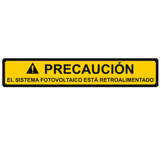 Solar Label, Spanish, CAUTION PHOTOVOLTAIC SYSTEM BACKFED, 4.12" x .75", VL, Yellow, 50/roll