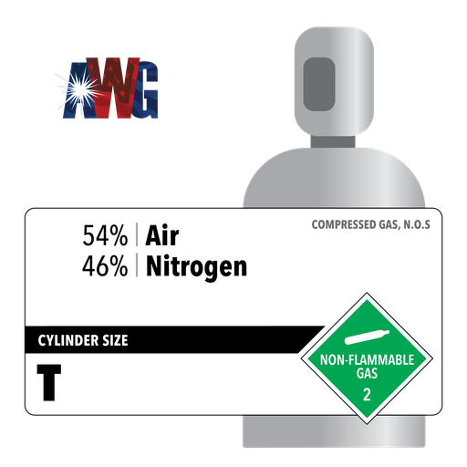 Compressed 54% Air, 46% Nitrogen, Size T, High Pressure Steel Cylinder, CGA 580 Valve