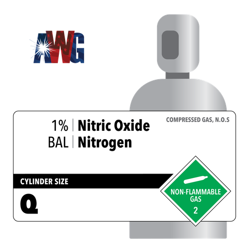 1% Nitric Oxide, Balance Nitrogen, Certified Standard, Size Q Aluminum Cylinder, 80 CF, CGA 660 Valve
