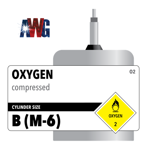 COC, Compressed Oxygen, Medical USP, Size B (M-6) High Pressure Aluminum Cylinder, CGA 870 Valve