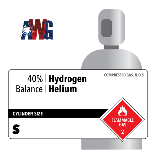 Compressed Mixed Gas, 40% Hydrogen, Balance Helium, Certified Standard, Size S High Pressure Aluminum Cylinder, CGA 350 Valve