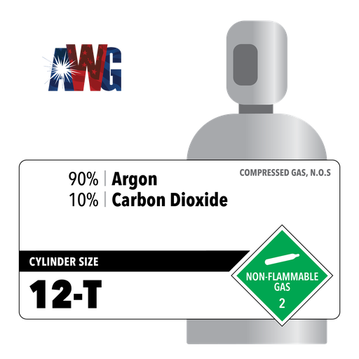 Mixed Argon Gas, 90% Argon, 10% Carbon Dioxide, Cradle of 12-T, 4320 cf, High Pressure Steel Cylinder, CGA 580 Valve