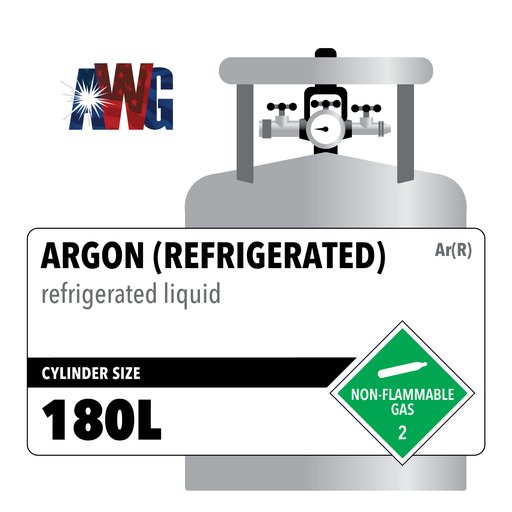 Refrigerated Liquid Argon, 180L, 5348 cf, Stainless Steel Dewar, CGA 580 Threaded Valve