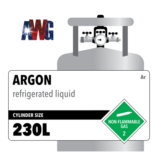 Refrigerated Liquid Argon, Lab & Spec 230L, 6833 cf, Stainless Steel Cylinder, CGA 580