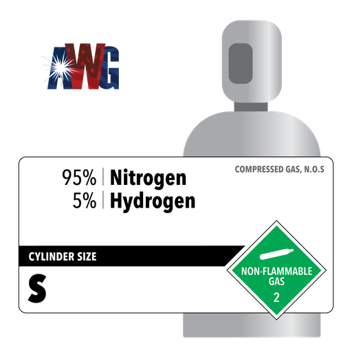 Mixed Nitrogen Gas, 95% Nitrogen, 5% Hydrogen, High Pressure Aluminum S Cylinder, CGA 580 Threaded Valve
