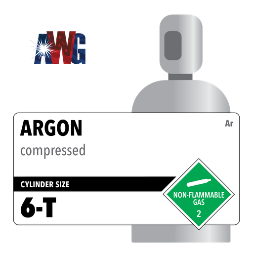 Compressed Argon, 1878 cf, Cradle of 6-T High Pressure Steel Cylinders, CGA 580 Valve
