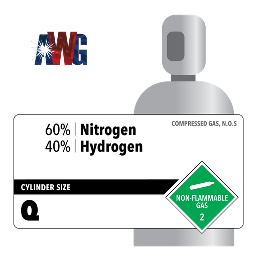Mixed Nitrogen Gas, 60% Nitrogen, 40% Hydrogen, High Pressure Steel Q Cylinder, CGA 580 Threaded Valve