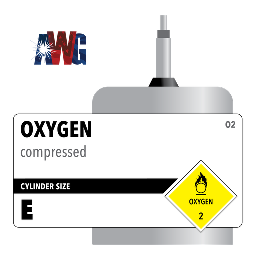 COC, Compressed Oxygen, Medical USP, Size E High Pressure Aluminum Cylinder, CGA 870 Valve