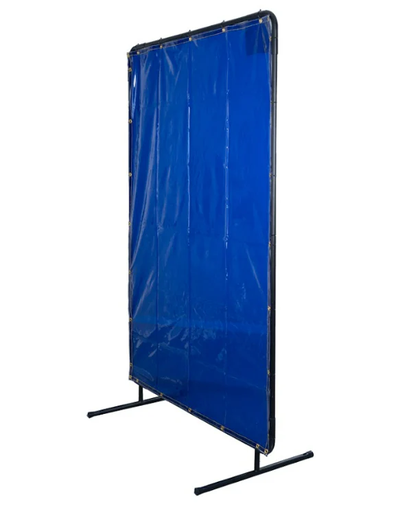 Trust Protection 6322 14 Mil Blue Transparent Welding Curtain with Frame | 6' x 6'
