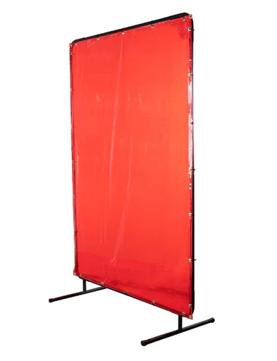 Trust Protection 6331 14 Mil Orange Transparent Welding Curtain with Frame | 6' x 8'