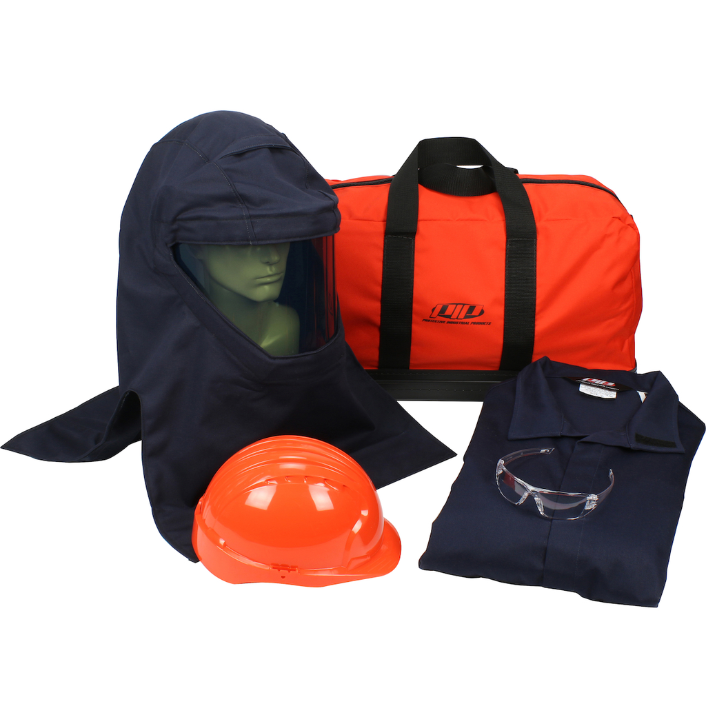 Product image for PIP 9150-52815/XL 25 CAL KIT COVERALL HARD HAT HOOD BAG SAFETY GLASSES