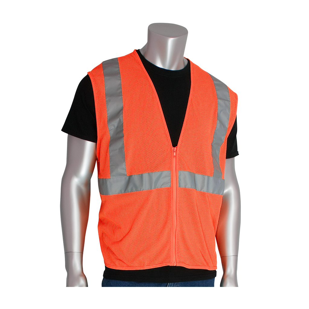 Product image for PIP 302-MVGZOR-M CLASS 2 MESH VEST, NO POCKETS, ZIPPER CLOSURE 2IN. TAPE, OR LIKELY SUBJECT TO TAX