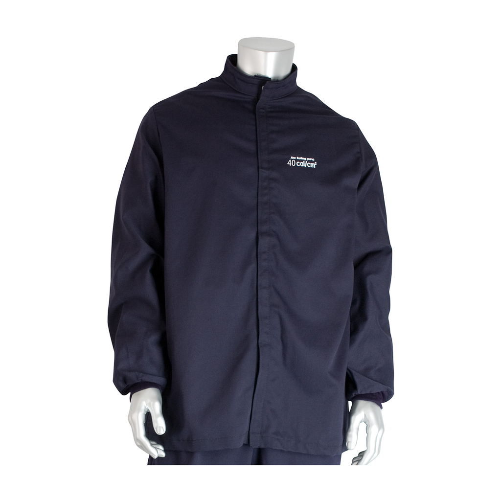 Product image for PIP 9100-52412/3X 40 CAL FR JACKET MULTI LAYER COTTON NFPA 70E/ASTM F1506 NAVY