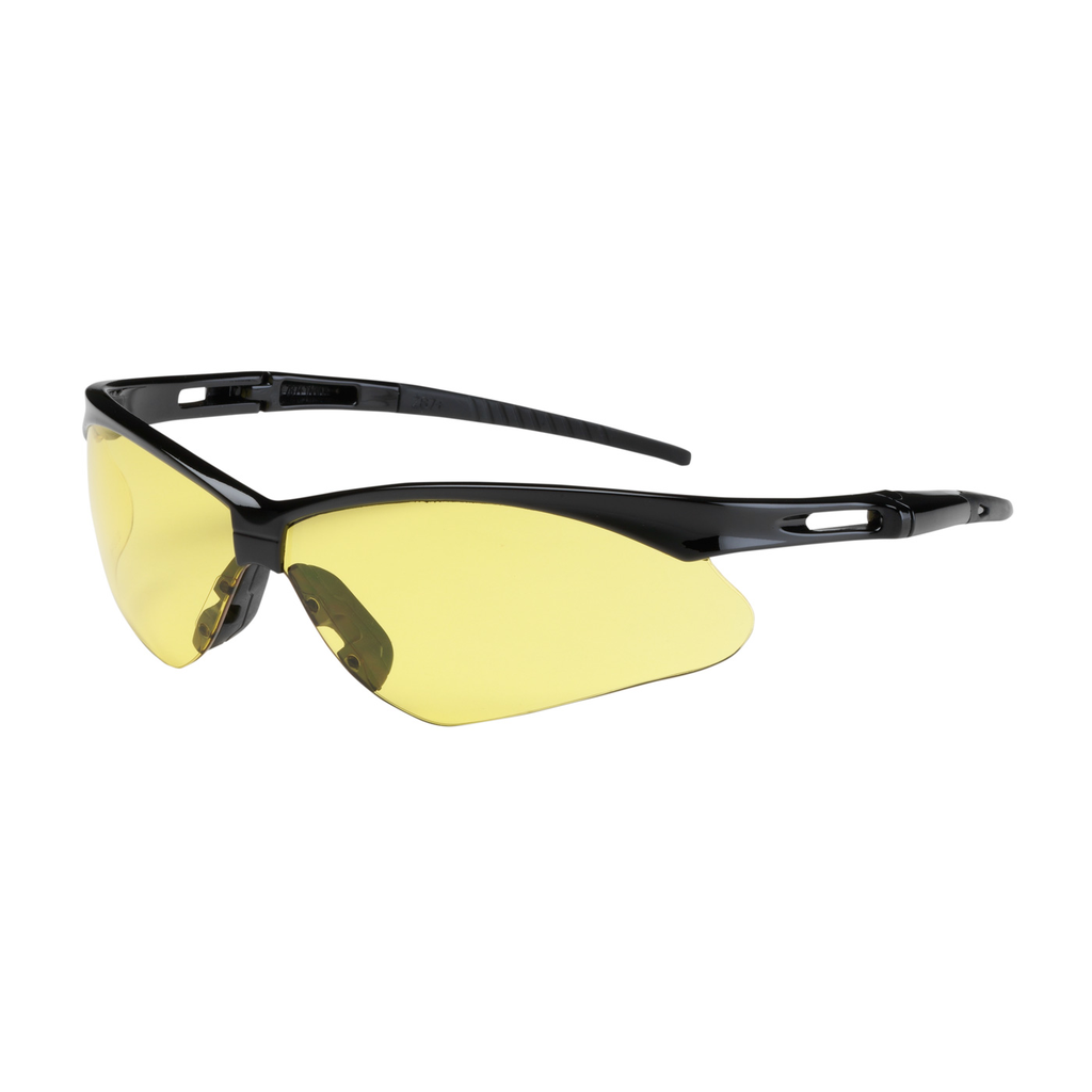 Product image for PIP 250-AN-10120 Semi-Rimless Safety Glasses w/ Black Frame, Amber Lens and Anti-Scratch Coating