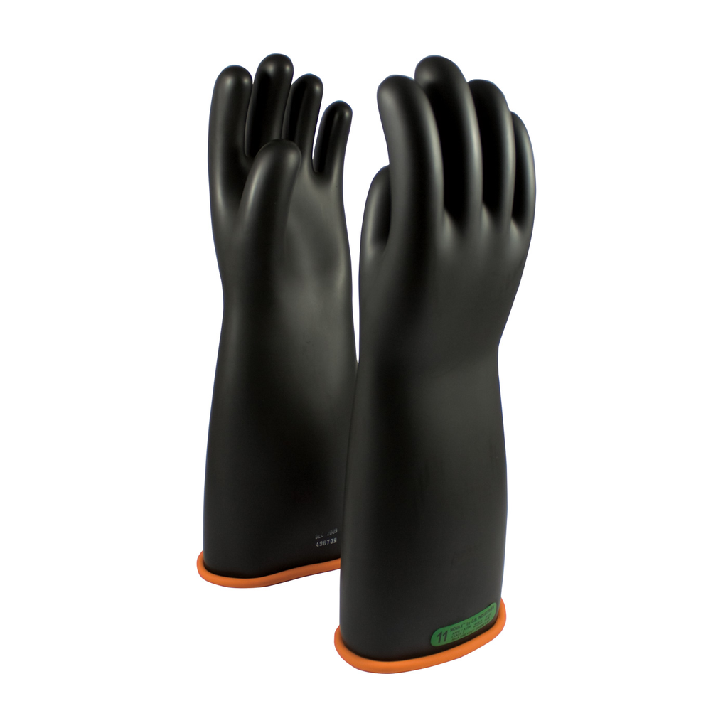 Product image for PIP 155-3-18/10 NOVAX® Rubber Electrical Insulating Gloves, Class 3, 18", Straight Cuff, Black/Orange - Size 10