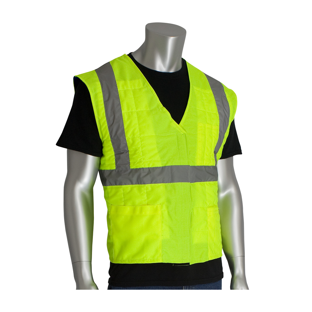 Product image for PIP 390-EZ202-Y2XL/3XL EZ-Cool&#174; Hi-Vis Yellow Flash Evaporative Cooling Vest - 2XL/3XL