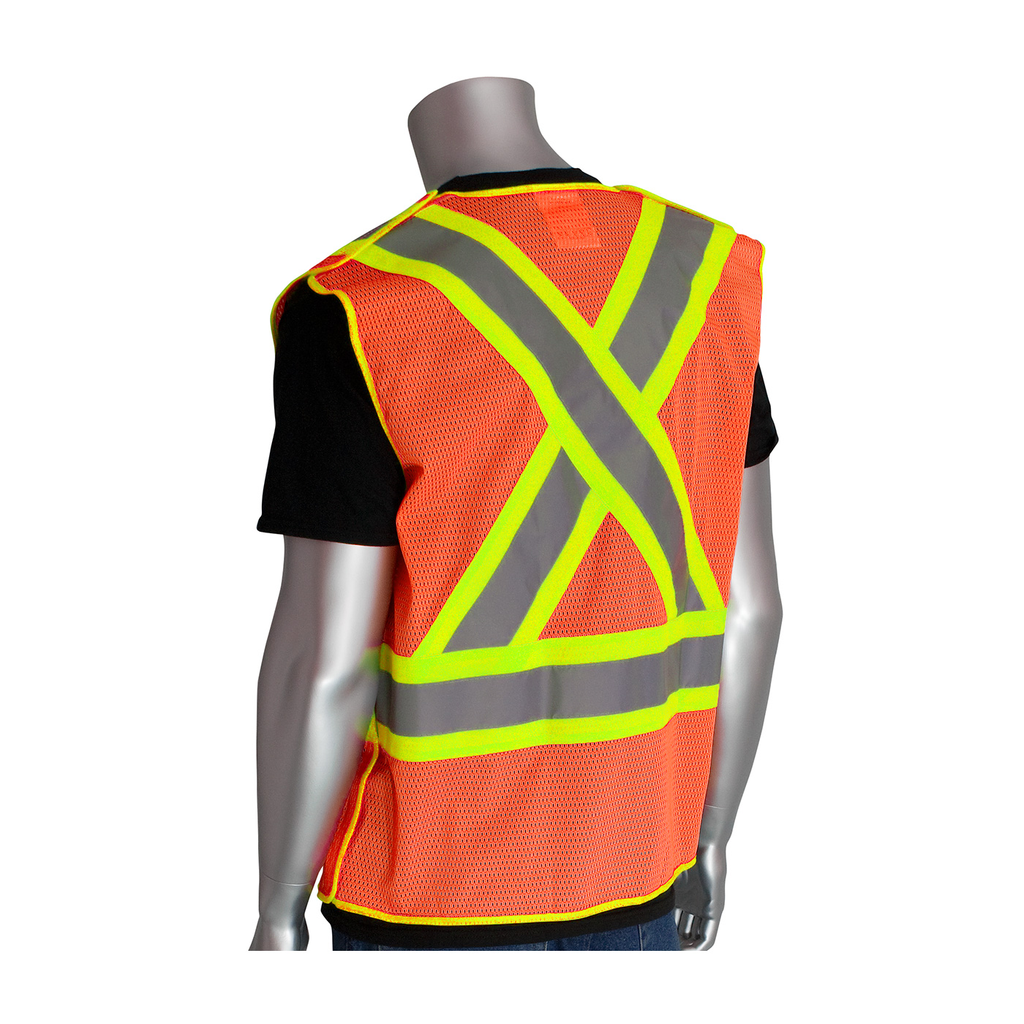 Product image for PIP 302-0211-OR/XL CLASS 2 Z96 MESH BREAKAWAY VEST X BACK HL CLOSURE TWO TONE OR