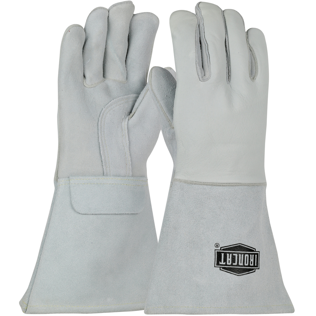 Product image for PIP 9061/S SMALL IRONCAT PREMIUM GRADE TOP GRAIN ELKSKIN LEATHER WELDERS GLOVE W/COTTON/FOAM LINING AND GAUNTLETT CUFF