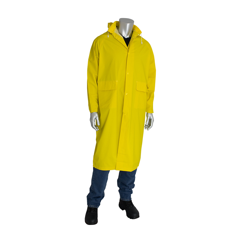 PIP 205-300FR/3X Premium 2-Piece 48" Treated Raincoat - 0.35 mm - 3XLarge Product image for PIP 205-300FR/3X Premium 2-Piece 48" Treated Raincoat - 0.35 mm - 3XLarge