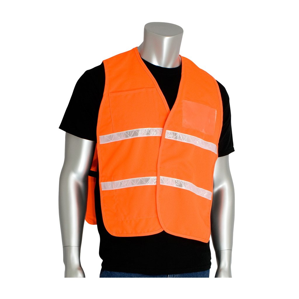 Product image for PIP 300-2512/M-XL NON-ANSI IC VEST, HVO, POLY/COTTON, H&L CLOSURE, 1IN. WHITE GLOSS TAPE LIKELY SUBJECT TO TAX