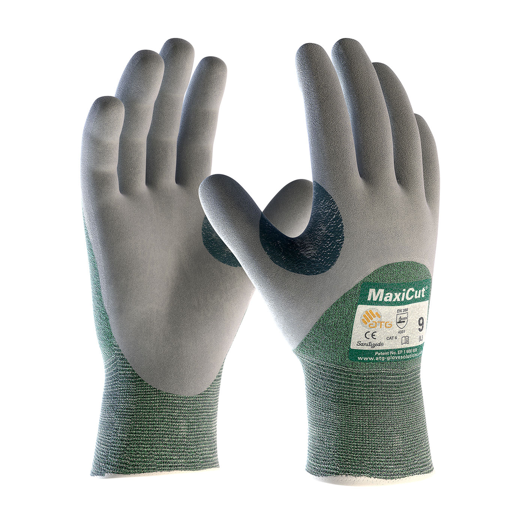Product image for PIP 18-575/S MAXICUT, GREEN 15G ENG YARN SHELL, GRAY 3/4 NITRILE MICROFOAM GRIP, A2 LIKELY SUBJECT TO TAX