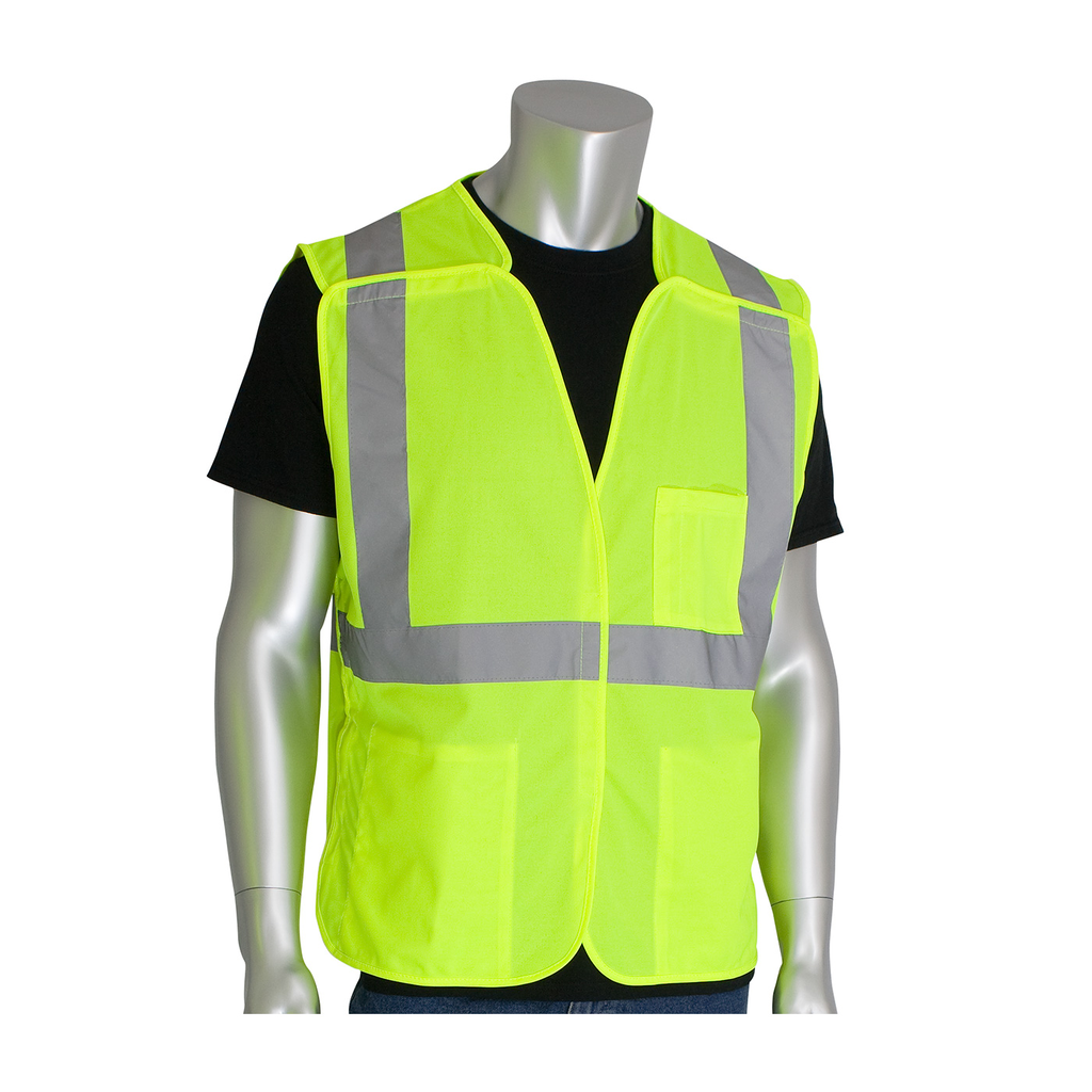 Product image for PIP 302-5PVLY-XL CLASS 2 SOLID BREAKAWAY VEST, 3 PKT H&L CLOSURE, 2IN. TAPE, LY LIKELY SUBJECT TO TAX