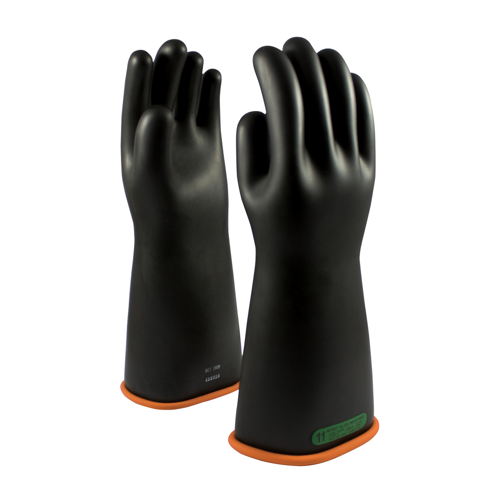 Product image for PIP 155-3-16/12 NOVAX&#174; Rubber Electrical Insulating Gloves, Class 3, 16", Straight Cuff, Black/Orange - Size 12