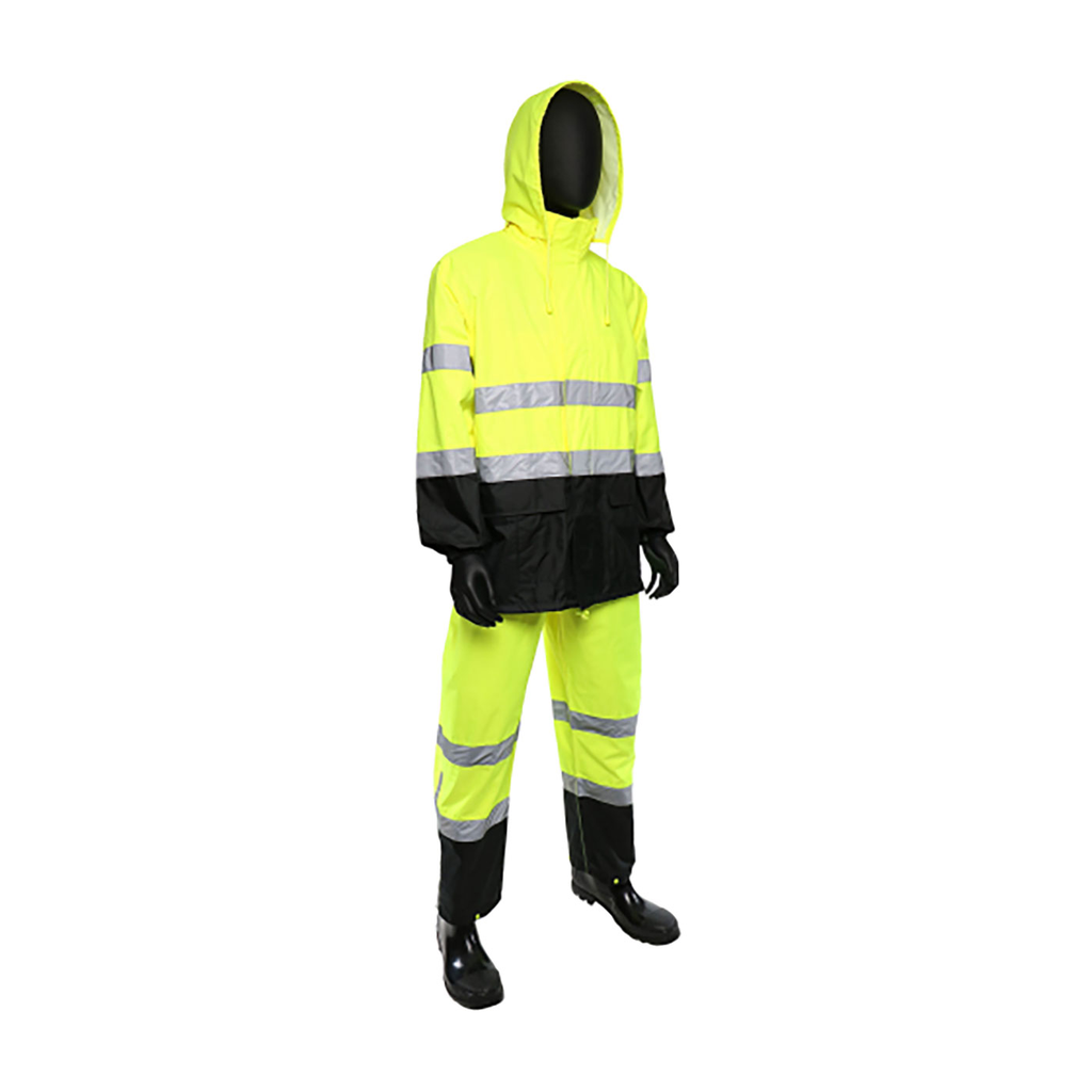 Product image for PIP 4530SE/XL WEST CHESTER CLASS 3 HI-VIS RAINSUIT FR TREATED BLACK BOTTOM