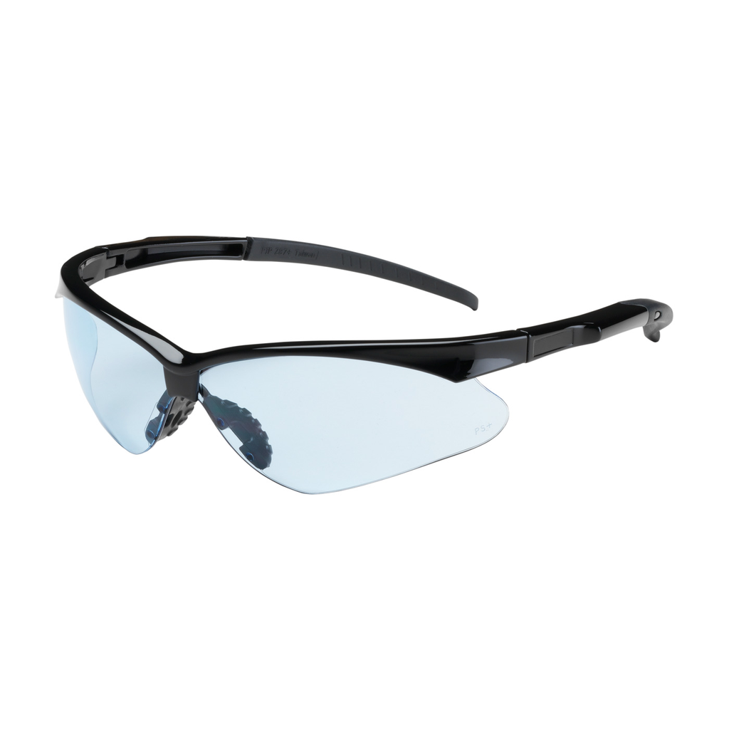 Product image for PIP 250-28-0003 Black Frame Light Blue Lens Anti-Scratch Coated Round Safety Glasses