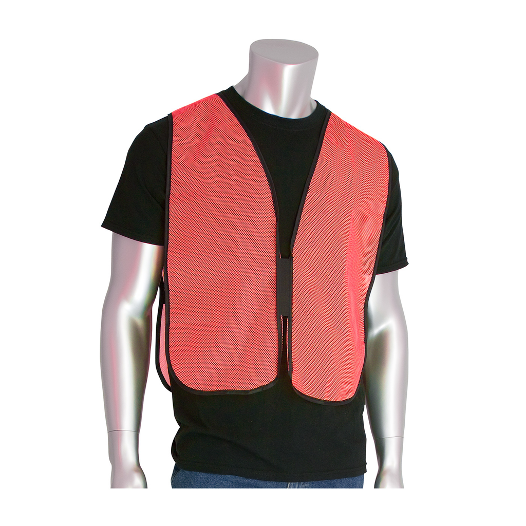 Product image for PIP 300-0800-OR NON-ANSI BASIC HI VIS MESH VEST NO TAPE HOOK AND LOOP CLOSURE ONE SIZE ORANGE