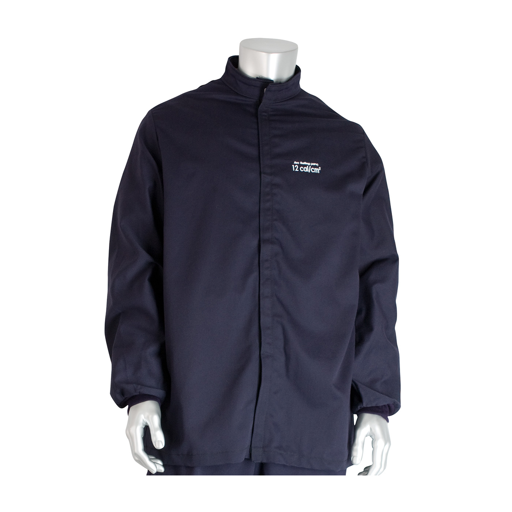 Product image for PIP 9100-21782/XL 12 CAL FR JACKET 9OZ COTTON NFPA 70E/ASTM F1506 NAVY