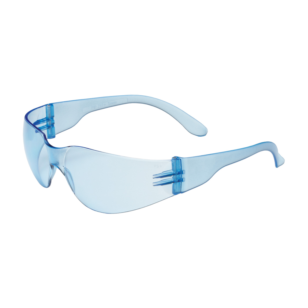 Product image for PIP 250-01-5503 Rimless Safety Glasses w/ Light Blue Temple, Light Blue Lens and Anti-Scratch Coating