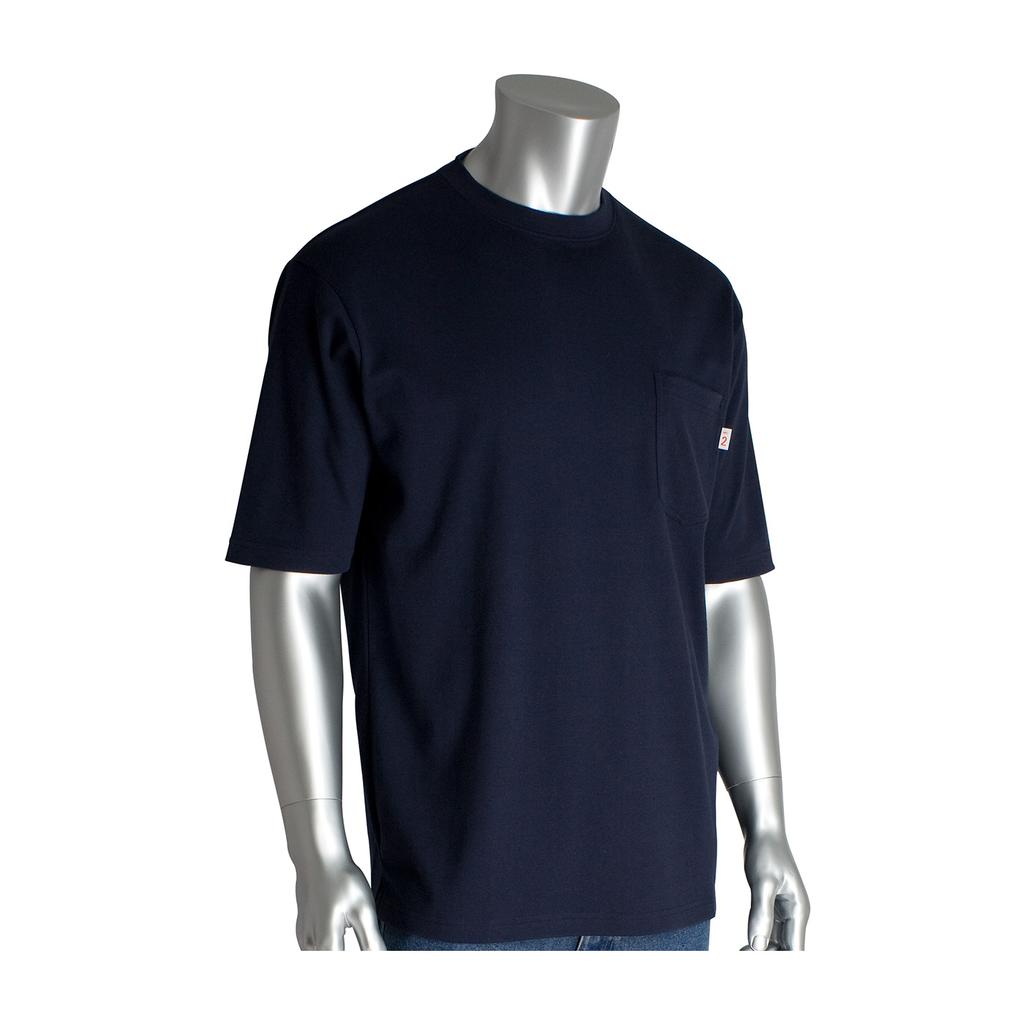 Product image for PIP 385-FRSS-NV/M AR FR SHORT SLEEVE T SHIRT 11 CAL 6.5 OZ INTERLOCK COTTON NAVY