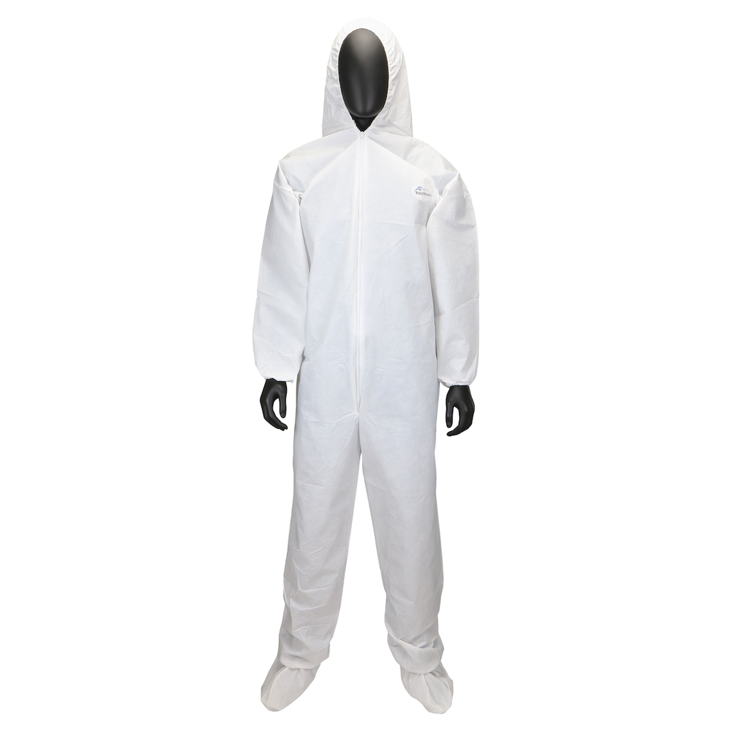 Product image for PIP> 3709/XXL POSIWEAR UB WHITE COVERALL HOOD BOOT ELASTIC WRIST AND ANKLE