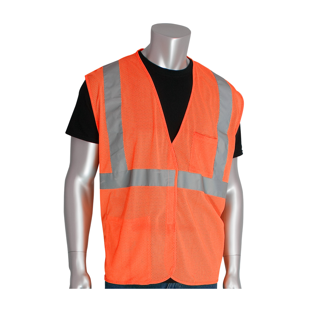 Product image for PIP 302-0702-OR/3X CLASS 2 MESH VEST, 2 POCKETS, H&L CLOSURE, 2IN. TAPE, OR LIKELY SUBJECT TO TAX