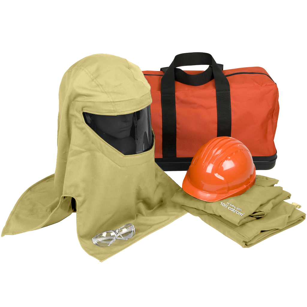 Product image for PIP 9150-52730/M 100 CAL KIT JACKET OVERALLS HARD HAT HOOD BAG SAFETY GLASSES
