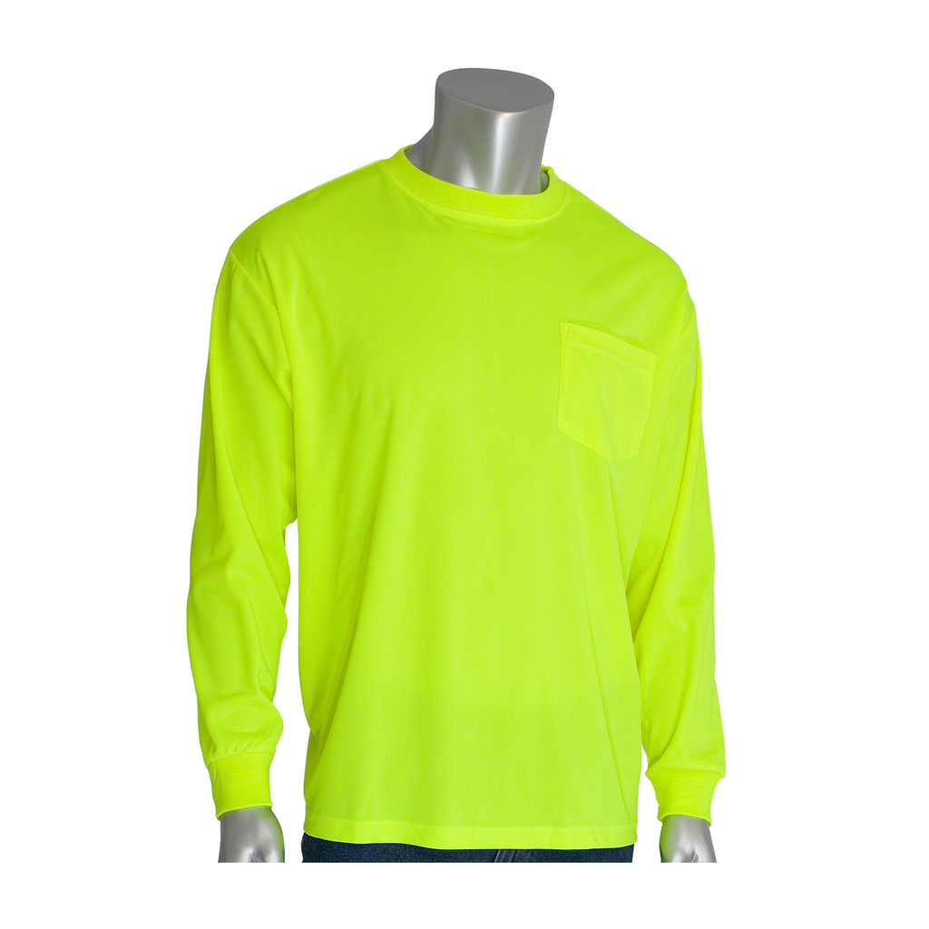 Product image for PIP 310-1100-LY/XL Non-ANSI Long Sleeve T-Shirt - Hi-Vis Yellow, XLarge