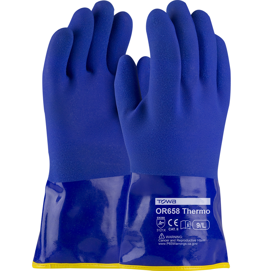 Product image for PIP 58-8658DL/XXL PROCOAT SANDY COATED BLUE PVC GLOVE W/ DETACHABLE 7G TERRY LINER, 12&QUOT;L LIKELY SUBJECT TO TAX
