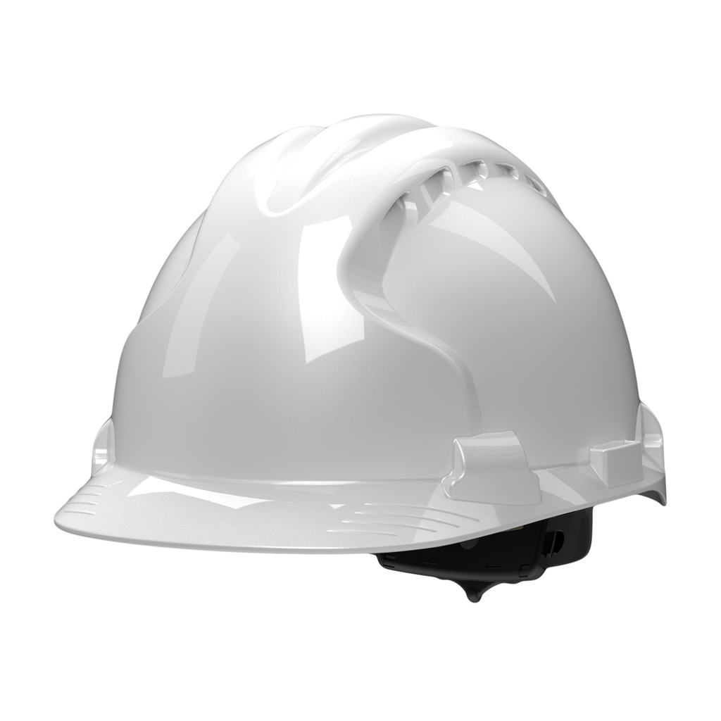 Product image for PIP 280-AHS150-10 MK8 EVOLUTION HARD HAT, WHITE, POLYESTER STRAP SUSPENSION W/ IMPACT LINER, RATCHET ADJUSTMENT,