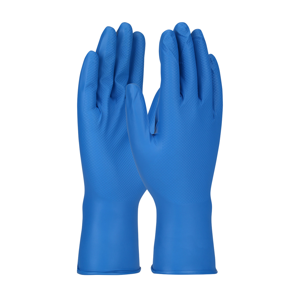 Product image for PIP 67-308/L Superior Ambidextrous Nitrile Glove w/ Textured Fish Scale Grip - 8 Mil - Large