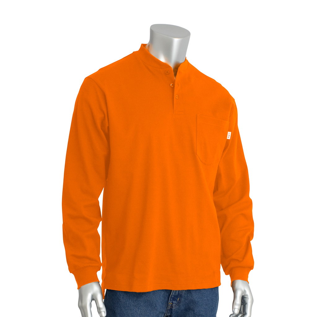 Product image for PIP 385-FRHN-(OR)-2X AR/FR LONG SLEEVE HENLEY 11 CAL 6.5 OZ INTERLOCK COTTON ORANGE