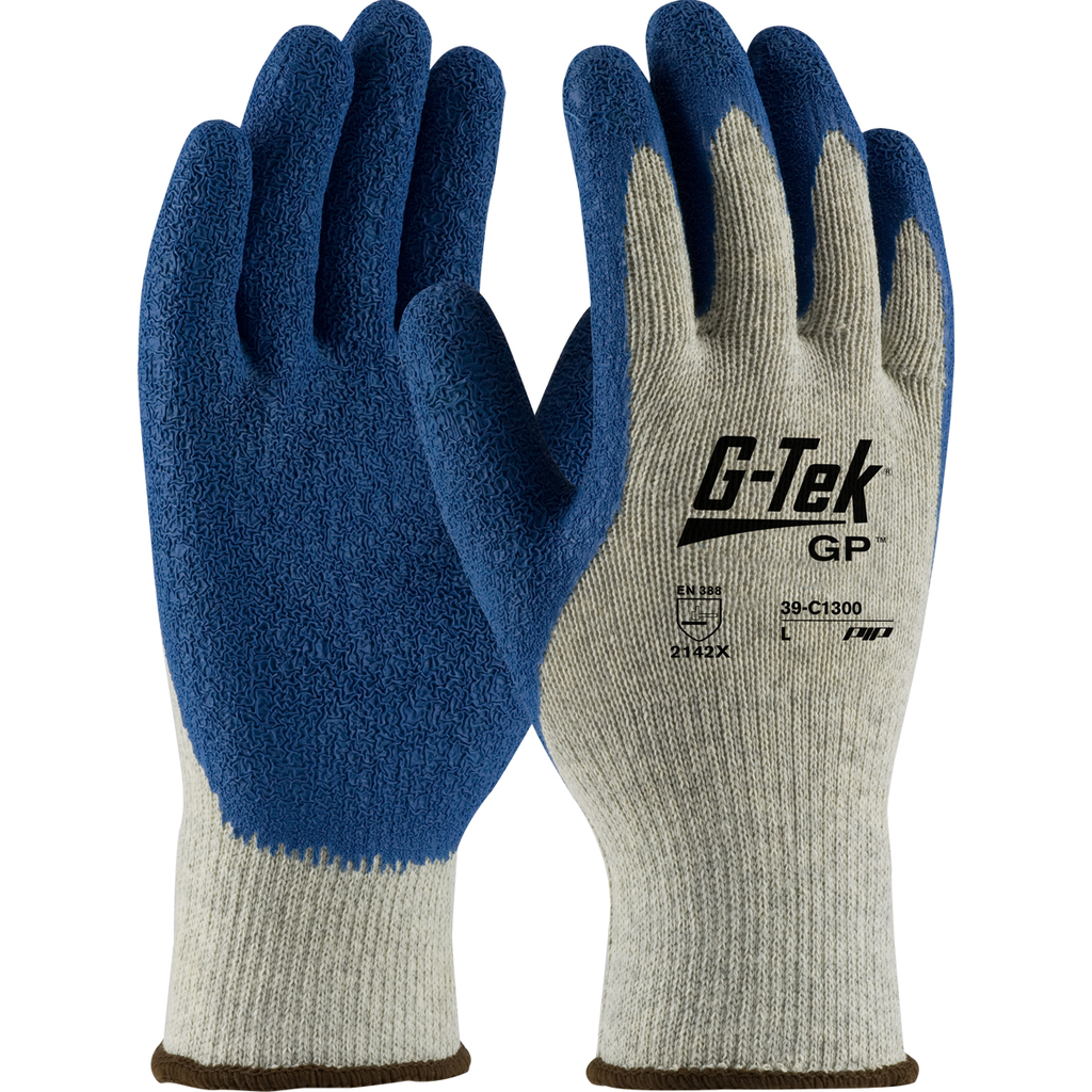 Product image for PIP 39-C1300/S Seamless Knit Cotton / Polyester Glove w/ Latex Coated Crinkle Grip on Palm Fingers - Premium Grade - Small