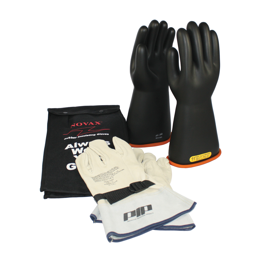 Product image for PIP 155-SK-2/10-KIT NOVAX INSULATING GLOVE KIT CLASS 2 14 IN. BLK./ORN. STRAIGHT CUFF