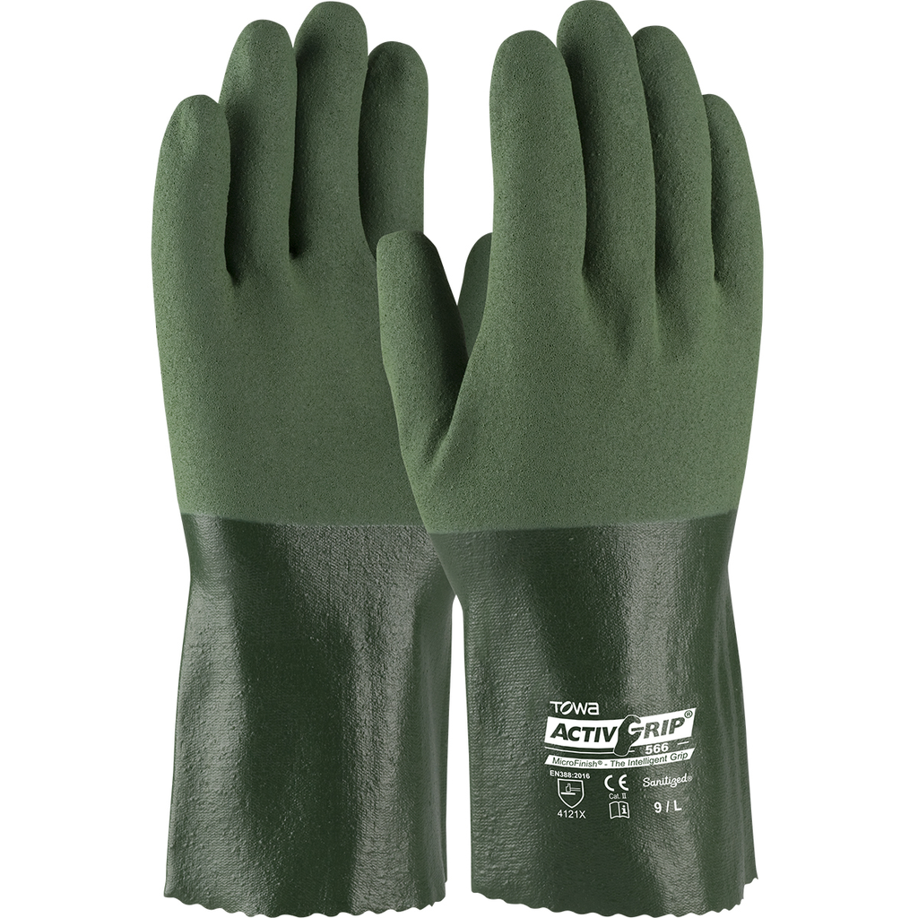 Product image for PIP 56-AG566/XL ACTIVGRIP SUPPORTED, 13G COTTON, GREEN NITRILE MICROFINISH GRIP 12&QUOT;L LIKELY SUBJECT TO TAX