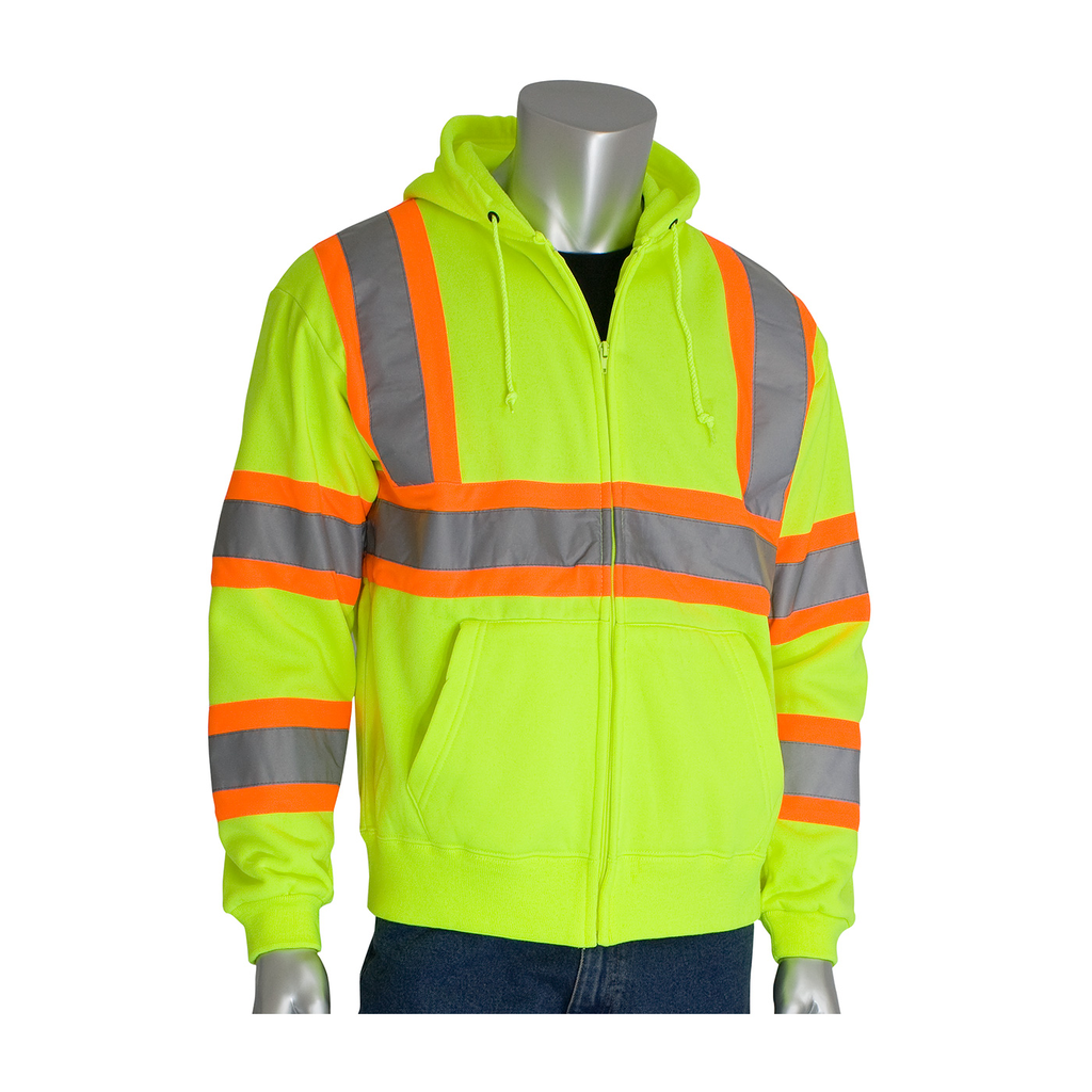 Product image for PIP 323-HSSPLY-4X ANSI Type R Class 3 Two-Tone Hoodie - Hi-Vis Yellow, 4XLarge