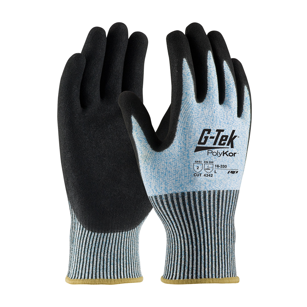 Product image for PIP 16-330/M G-TEK POLYKOR,13G BLUE/WHITE SHELL, DD NITRILE MICROSURFACE GRIP, A2 LIKELY SUBJECT TO TAX
