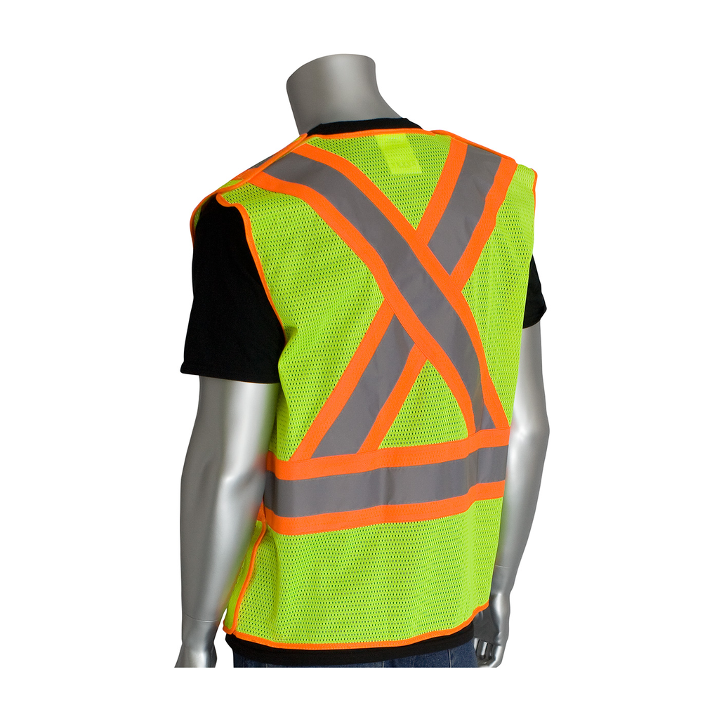 Product image for PIP 302-0211-LY/5X CLASS 2, Z96 MESH BREAKAWAY VEST, X BACK H&L CLOSURE TWO TONE, LY LIKELY SUBJECT TO TAX