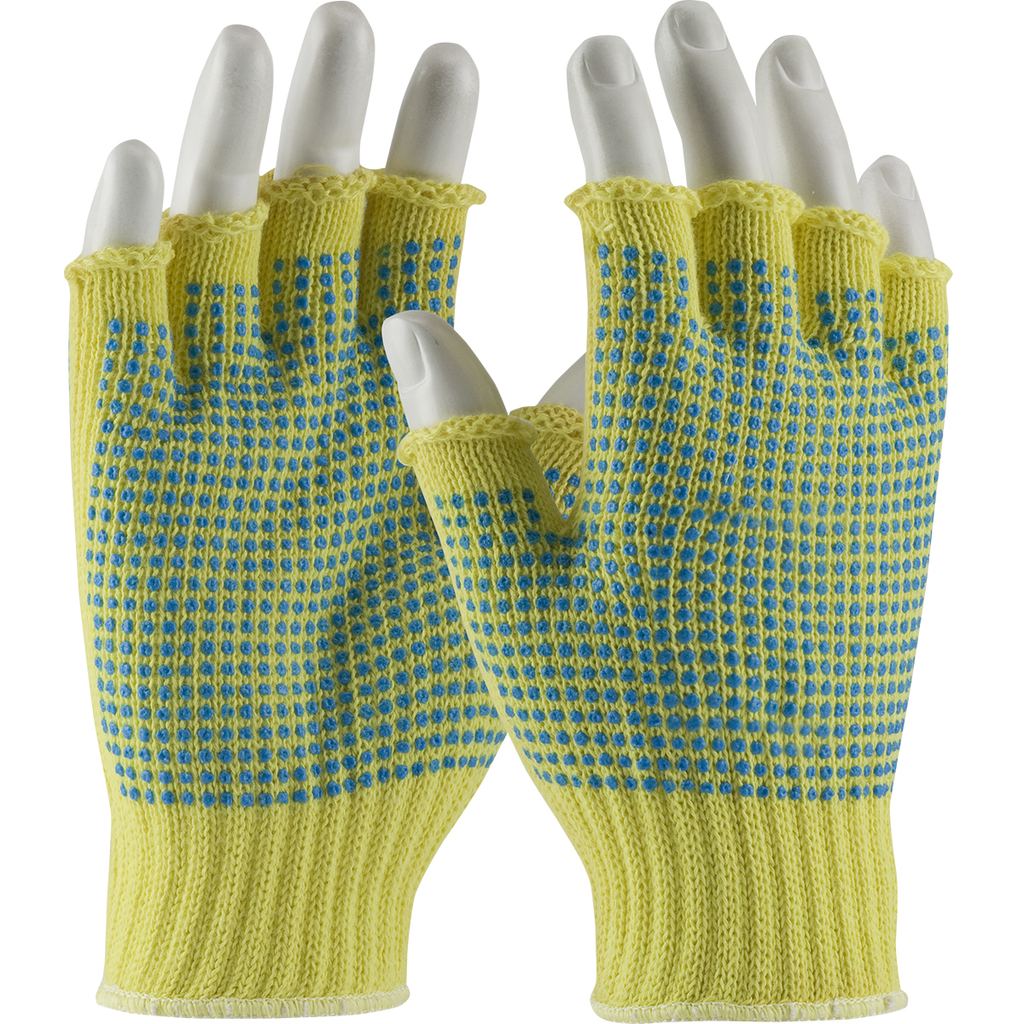 Product image for PIP 08-K259PDD/XL Seamless Knit Kevlar&#174; Glove w/ Double-Sided PVC Dot Grip, Half-Finger - XLarge